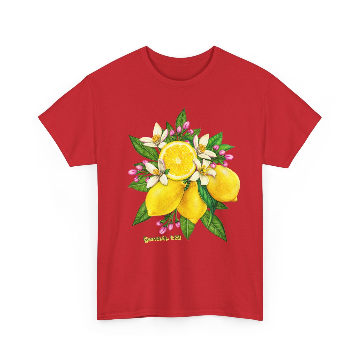 Lemon Blossom Tee — Botanical Citrus Graphic T‑Shirt (Genesis 1:29)