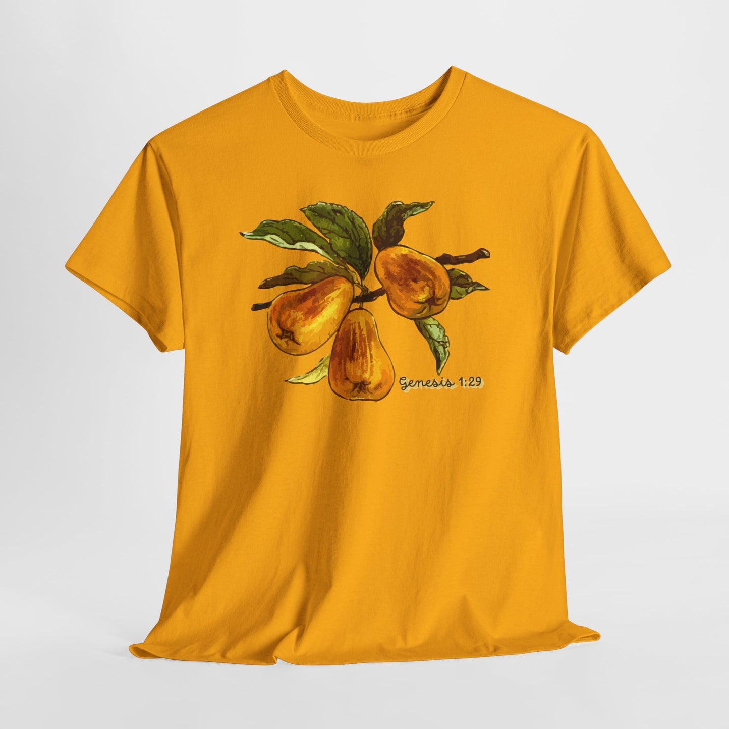 Pear Branch Tee — Watercolor Fruit Graphic T‑Shirt (Genesis 1:29)
