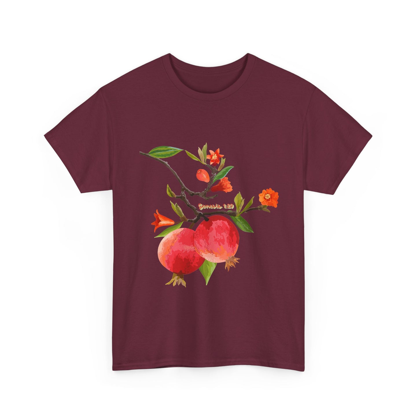 Pomegranate Bloom T-Shirt — Botanical Fruit Watercolor Tee