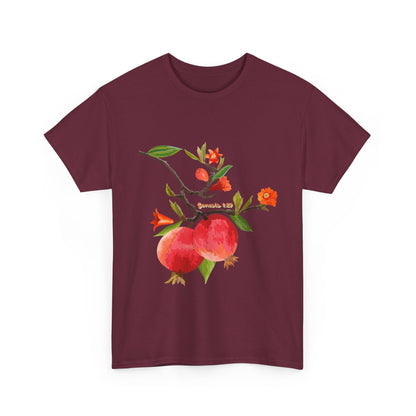 Pomegranate Bloom T-Shirt — Botanical Fruit Watercolor Tee