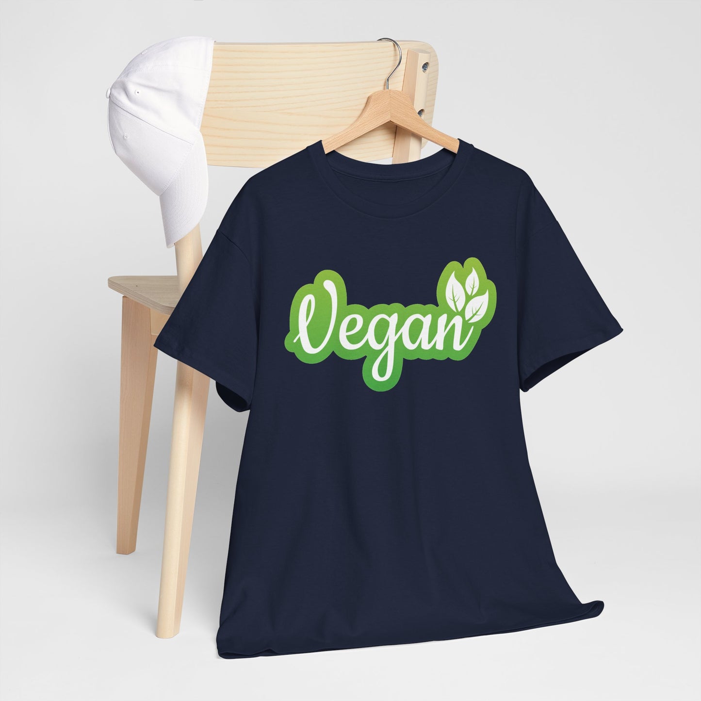 Vegan Script Tee — Green Leaf Eco-Friendly T-Shirt