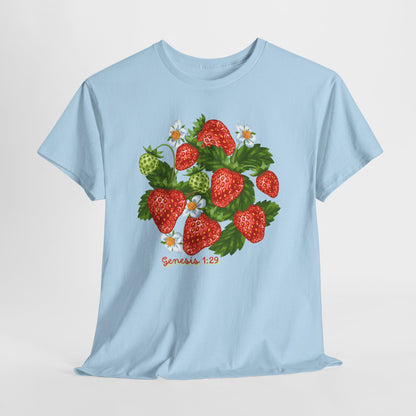 Strawberry Cluster Tee — Vintage Botanical Fruit Graphic (Genesis 1:29)