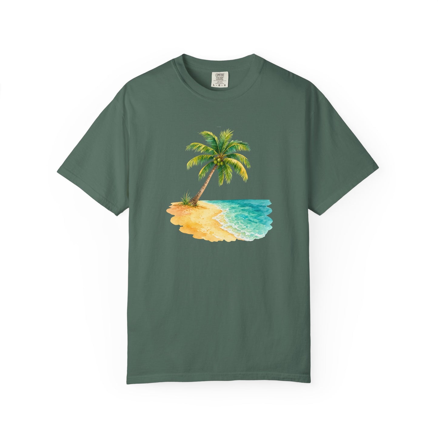 Tropical Palm Beach T-Shirt — Watercolor Island Graphic Tee
