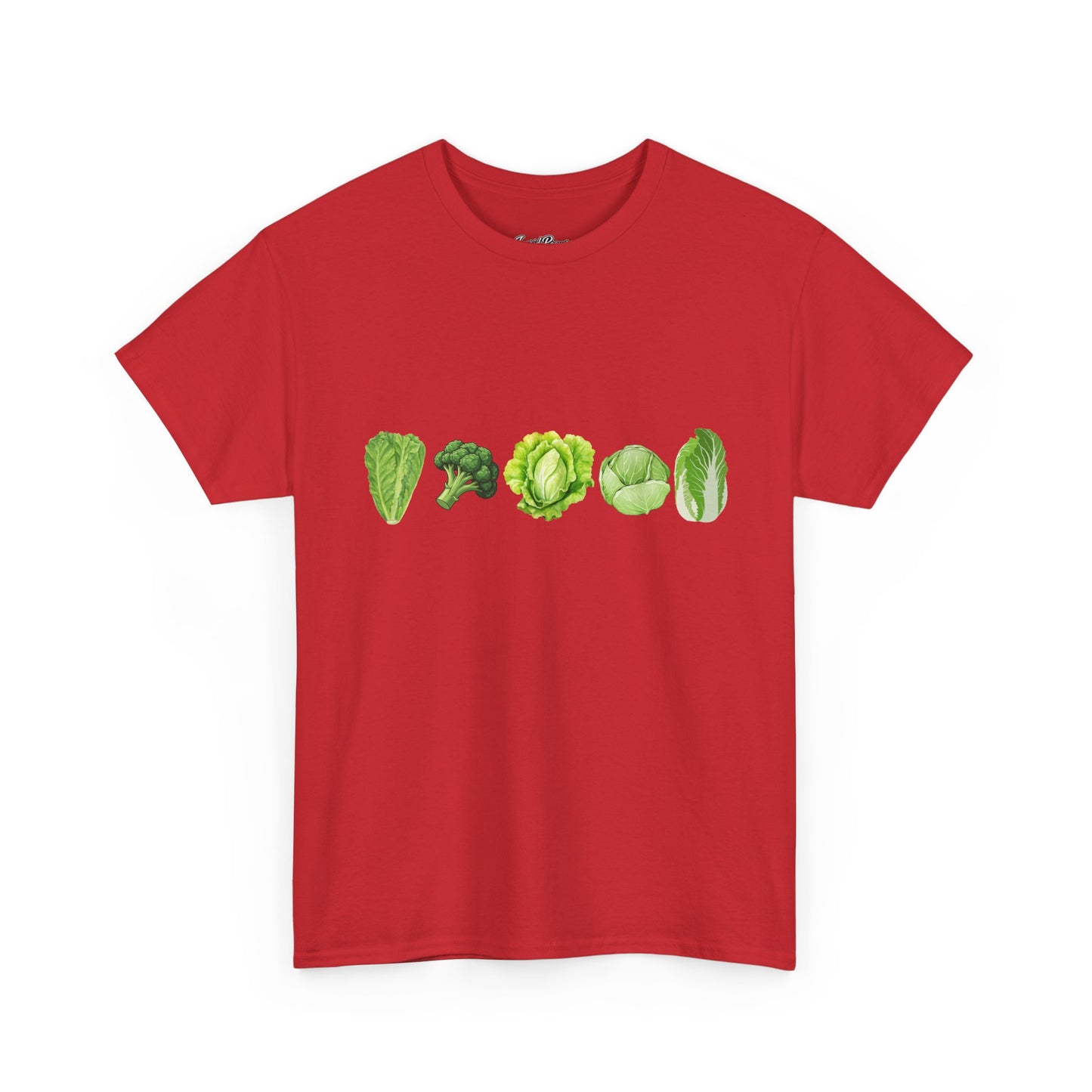Vegetable Row T-Shirt — Green Veggies Lettuce Broccoli Cabbage Graphic Tee