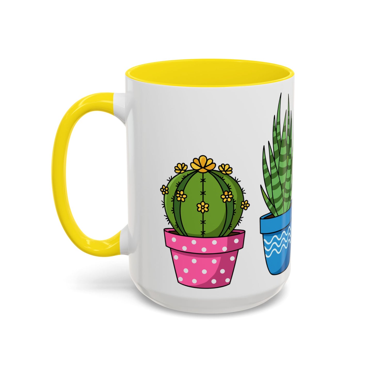 Cactus & Succulent Accent Coffee Mug — Cute Potted Plants 11/15oz