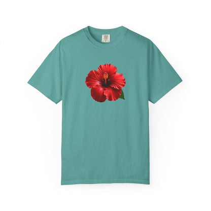 Hibiscus Bloom T-Shirt — Red Floral Graphic Tee