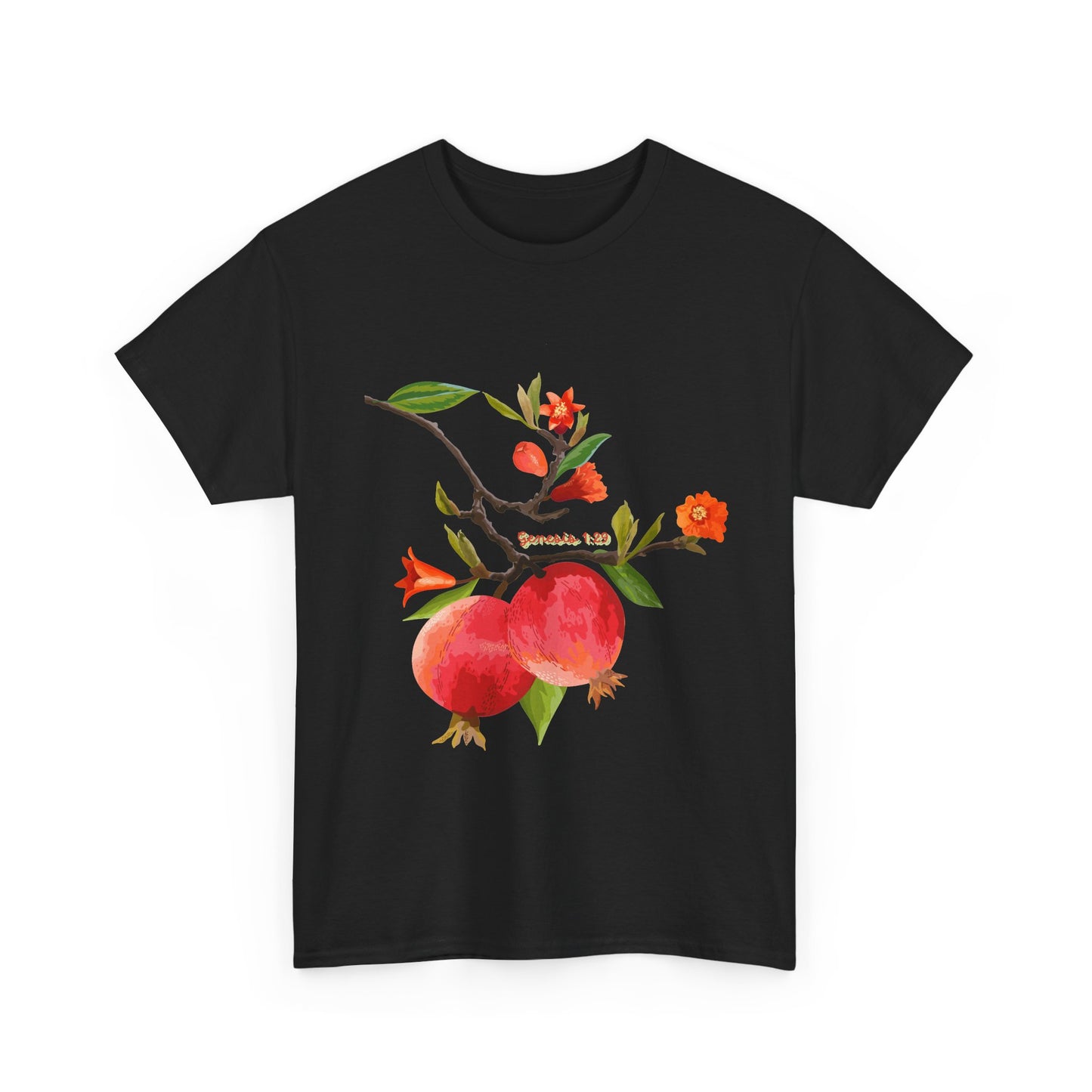 Pomegranate Bloom T-Shirt — Botanical Fruit Watercolor Tee
