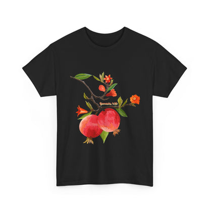 Pomegranate Bloom T-Shirt — Botanical Fruit Watercolor Tee