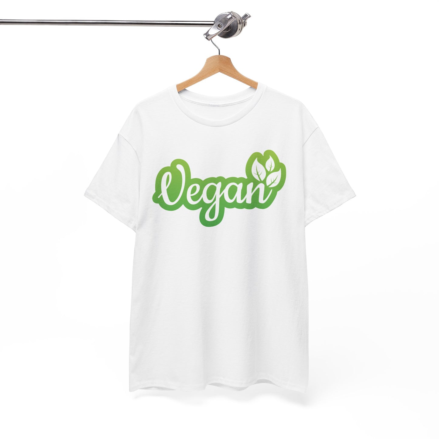 Vegan Script Tee — Green Leaf Eco-Friendly T-Shirt