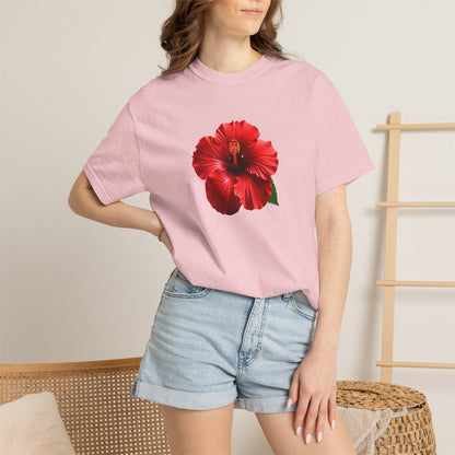 Hibiscus Bloom T-Shirt — Red Floral Graphic Tee