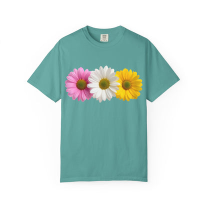Daisy Trio T-Shirt — Pink White Yellow Floral Tee