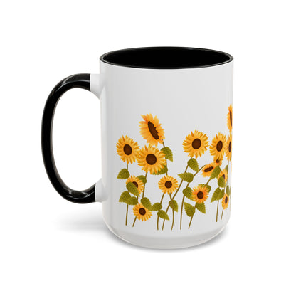 Sunflower Field Accent Tea Mug – Bright Floral 11/15oz Ceramic