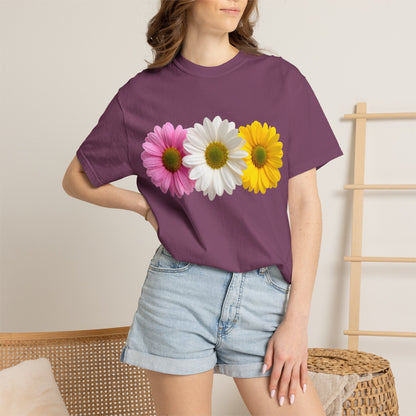 Daisy Trio T-Shirt — Pink White Yellow Floral Tee