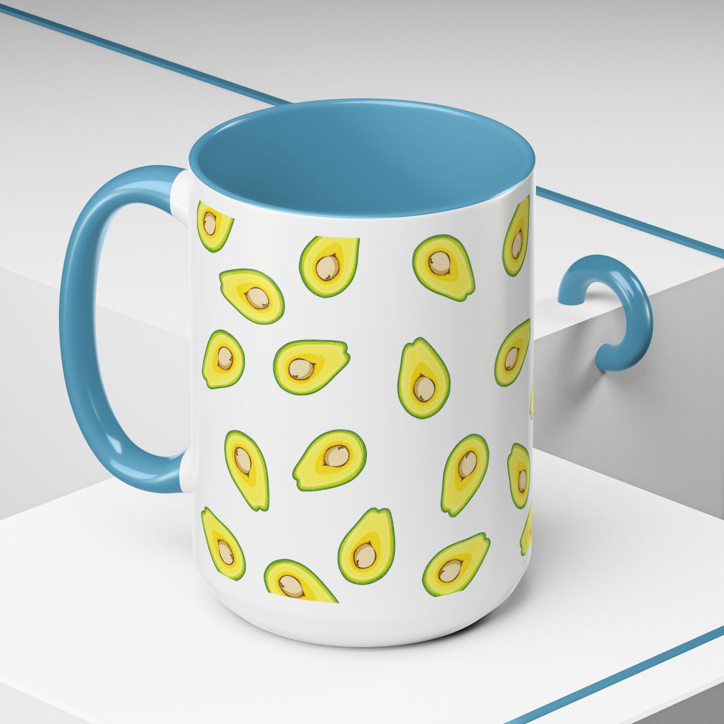Avocado Pattern Coffee Mug — Cute Avocado Print Accent Mug (11/15oz)