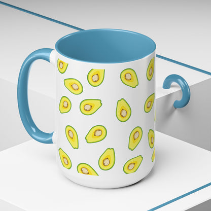 Avocado Pattern Coffee Mug — Cute Avocado Print Accent Mug (11/15oz)