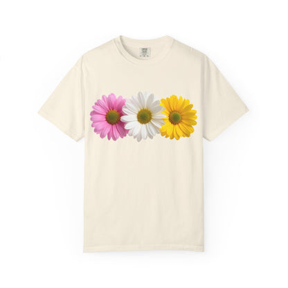 Daisy Trio T-Shirt — Pink White Yellow Floral Tee