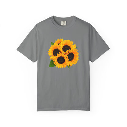 Sunflower Trio T-Shirt — Bright Floral Graphic Tee
