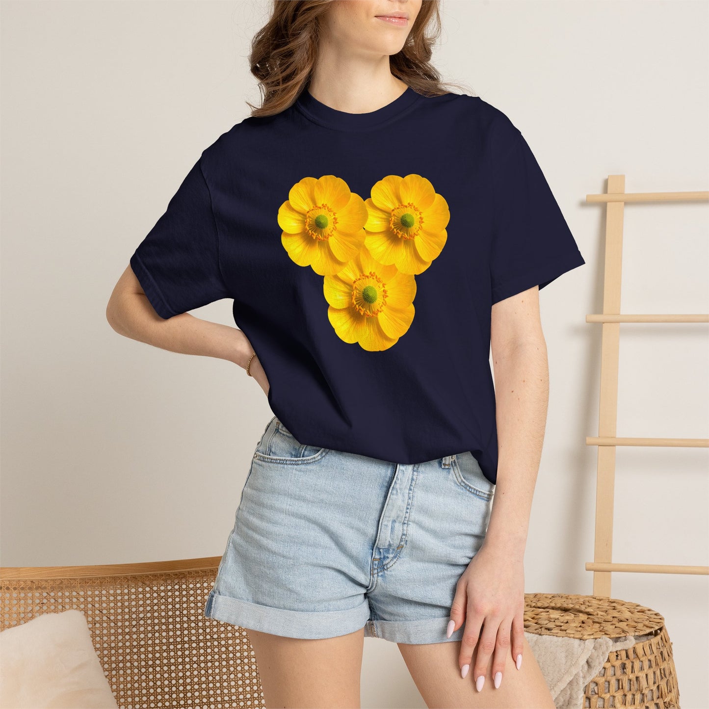Yellow Floral Heart T-Shirt