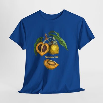 Apricot Illustration T-Shirt — Botanical Fruit Graphic Tee Genesis 1:29
