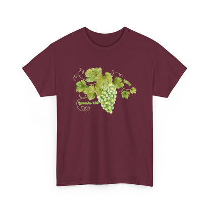 Genesis 1:29 Grapevine Watercolor T-Shirt — Green Grape Vines Tee
