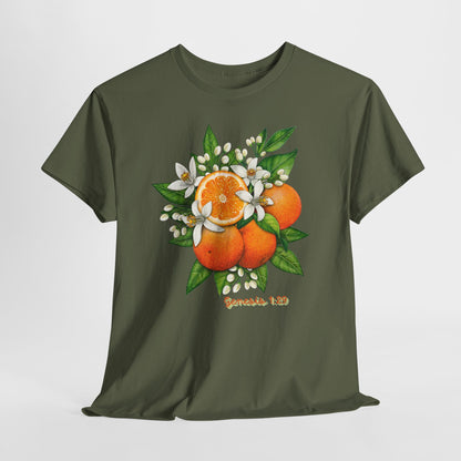 Orange Blossom Tee — Genesis 1:29 Fruit Illustration Shirt