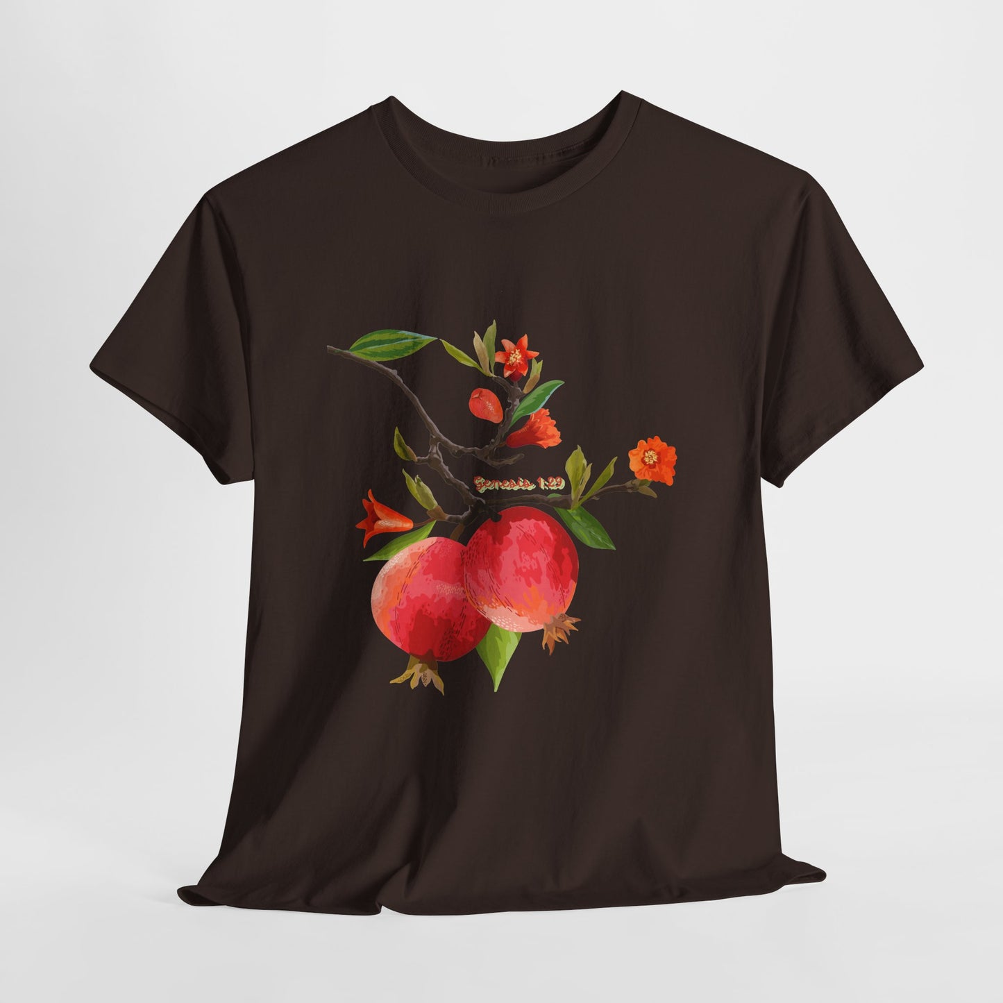 Pomegranate Bloom T-Shirt — Botanical Fruit Watercolor Tee