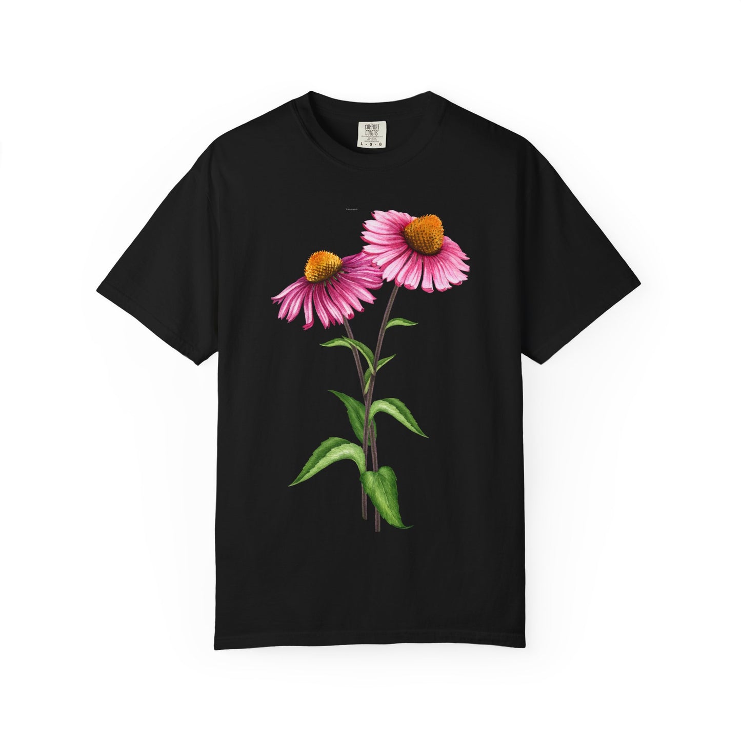 Floral Coneflower T-Shirt — Pink Echinacea Botanical Tee