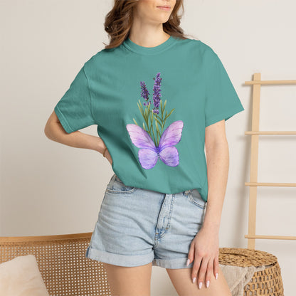 Lavender Butterfly T-Shirt — Watercolor Floral Tee