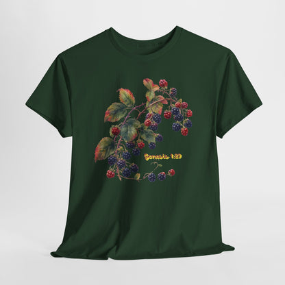 Blackberry Branch T-Shirt — Botanical Berry Illustration with "Genesis 1:29"