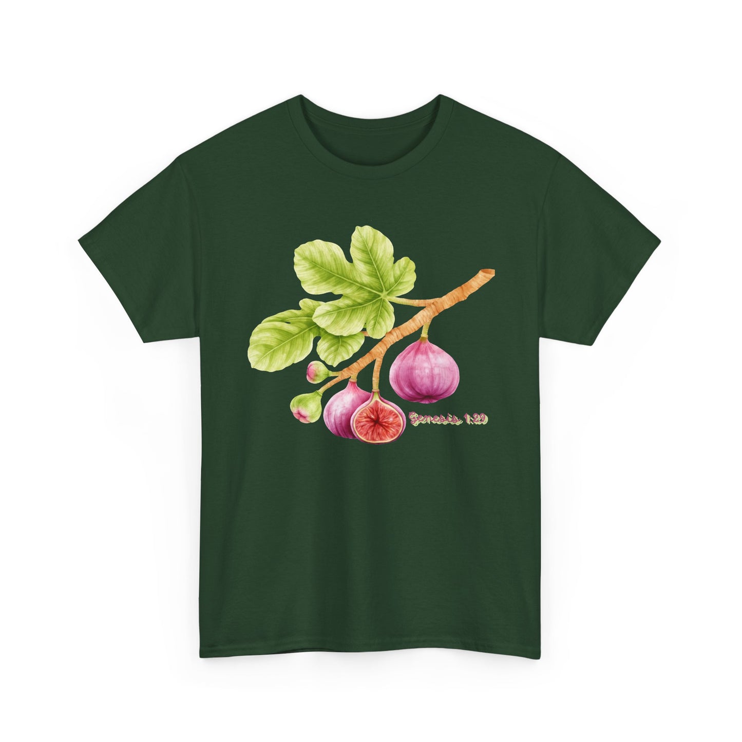 Fig Branch T‑Shirt — Botanical Fig Illustration Tee with Scripture (Genesis 1:29)