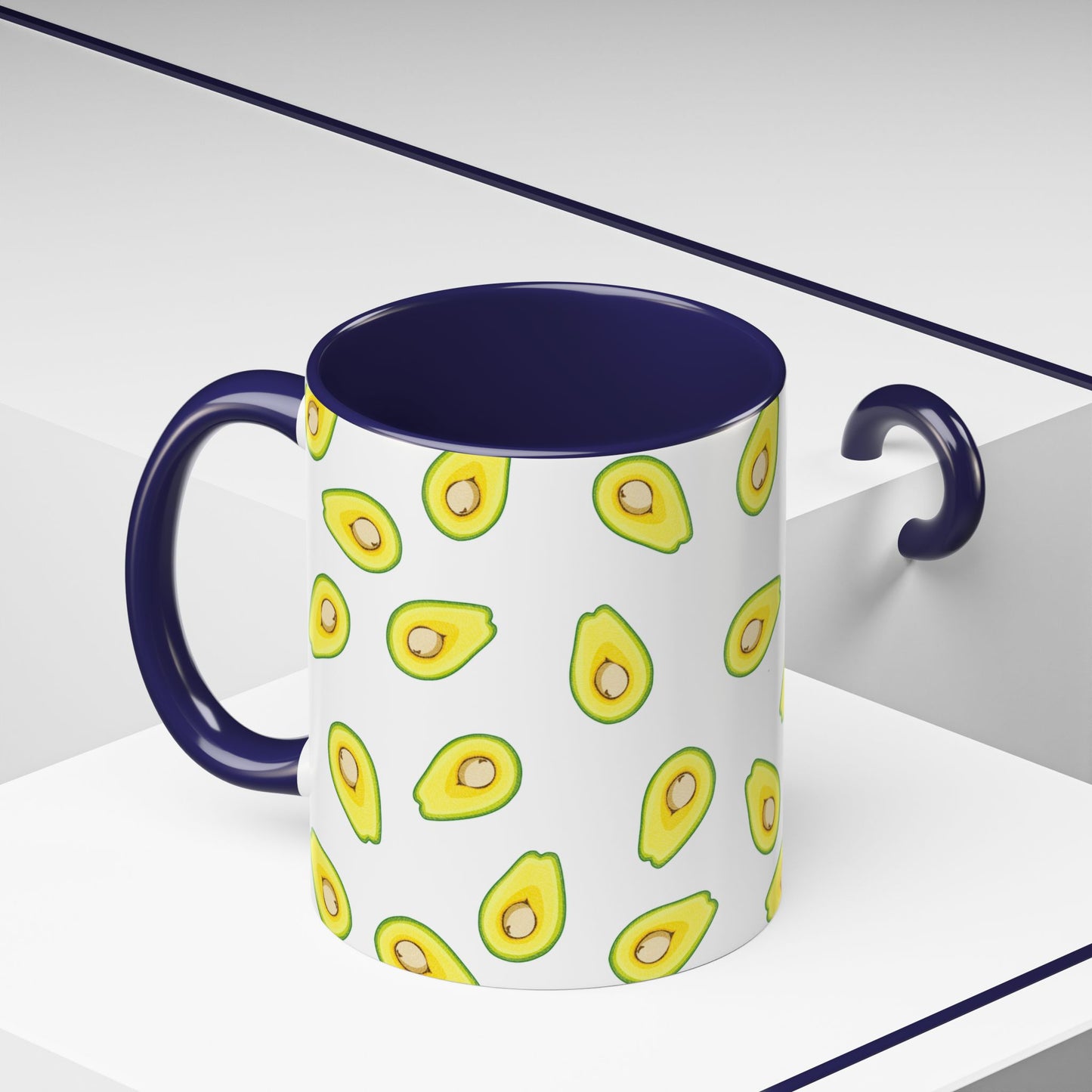 Avocado Pattern Coffee Mug — Cute Avocado Print Accent Mug (11/15oz)