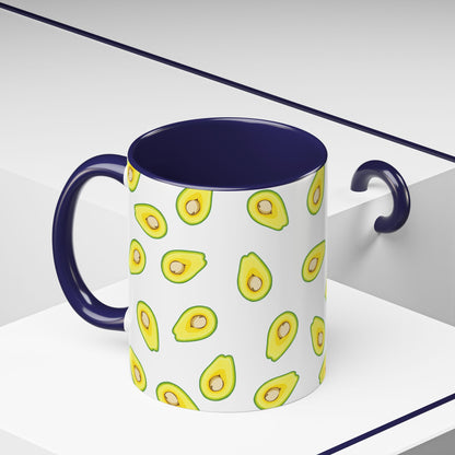 Avocado Pattern Coffee Mug — Cute Avocado Print Accent Mug (11/15oz)