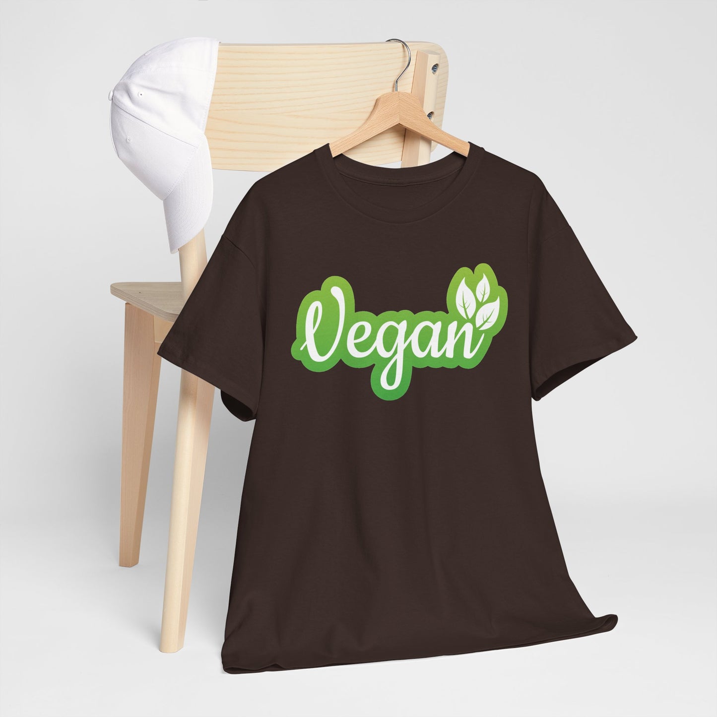 Vegan Script Tee — Green Leaf Eco-Friendly T-Shirt