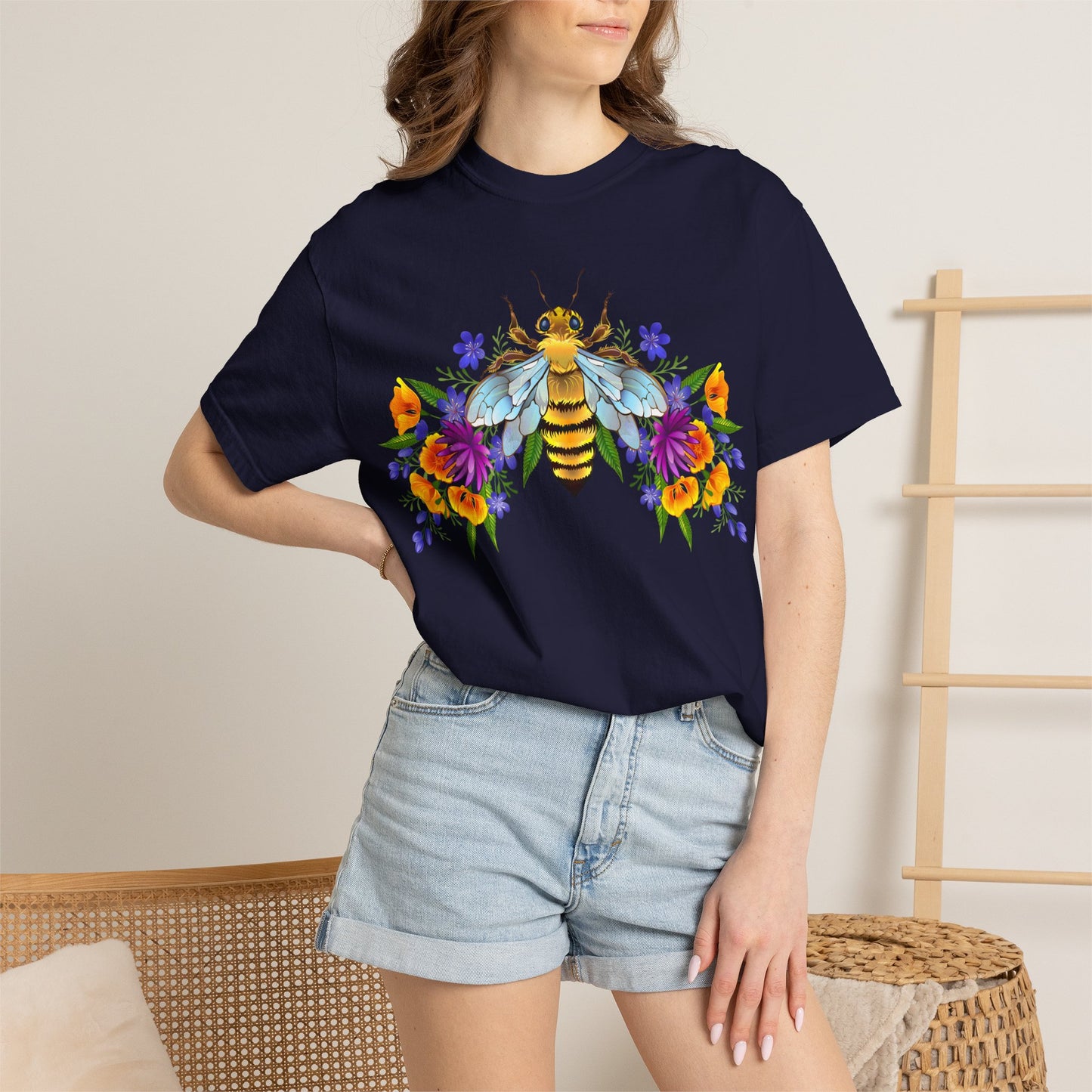 Bee & Wildflower T-Shirt — Floral Honeybee Graphic Tee