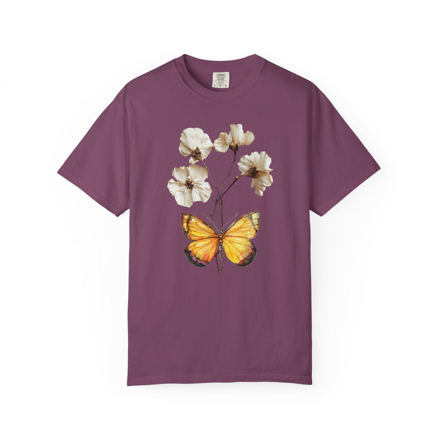 Butterfly & Dried Flowers Graphic T-Shirt — Vintage Botanical Tee