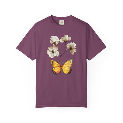 Butterfly & Dried Flowers Graphic T-Shirt — Vintage Botanical Tee