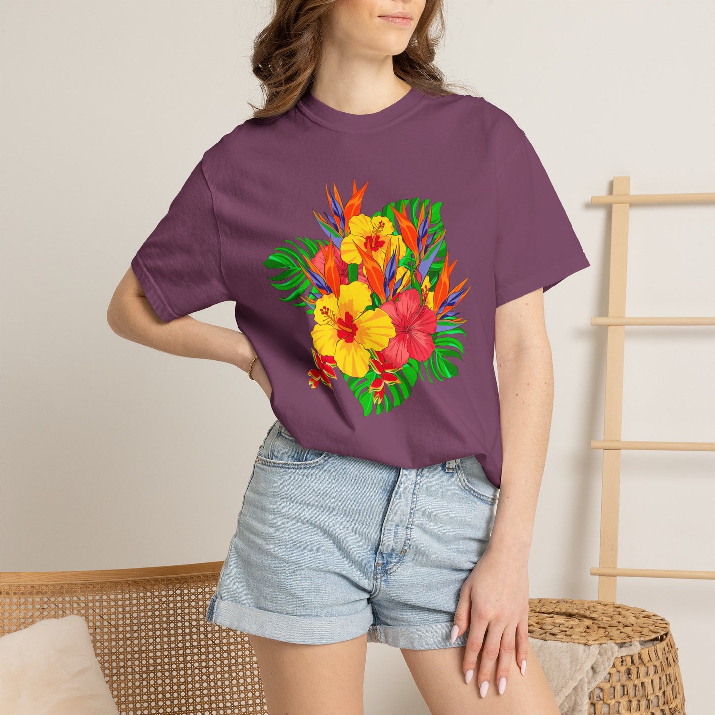 Tropical Hibiscus Floral T-Shirt