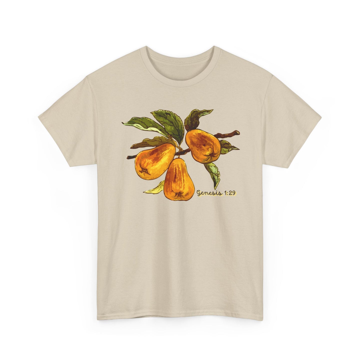 Pear Branch Tee — Watercolor Fruit Graphic T‑Shirt (Genesis 1:29)