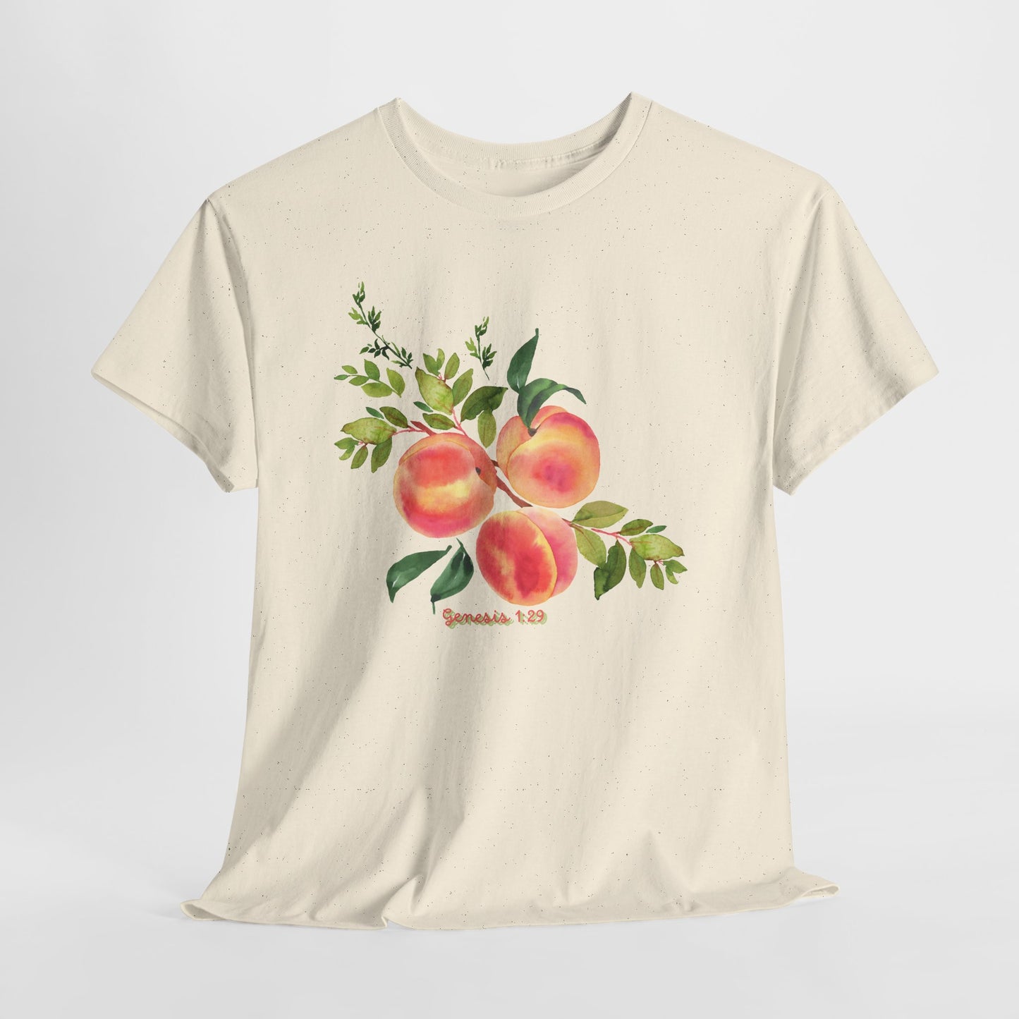 Peach Botanical Tee — Watercolor Fruit Graphic T‑Shirt