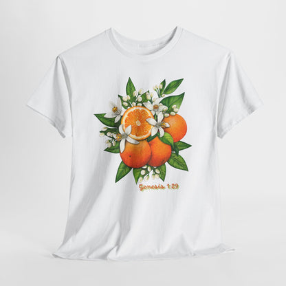 Orange Blossom Tee — Genesis 1:29 Fruit Illustration Shirt
