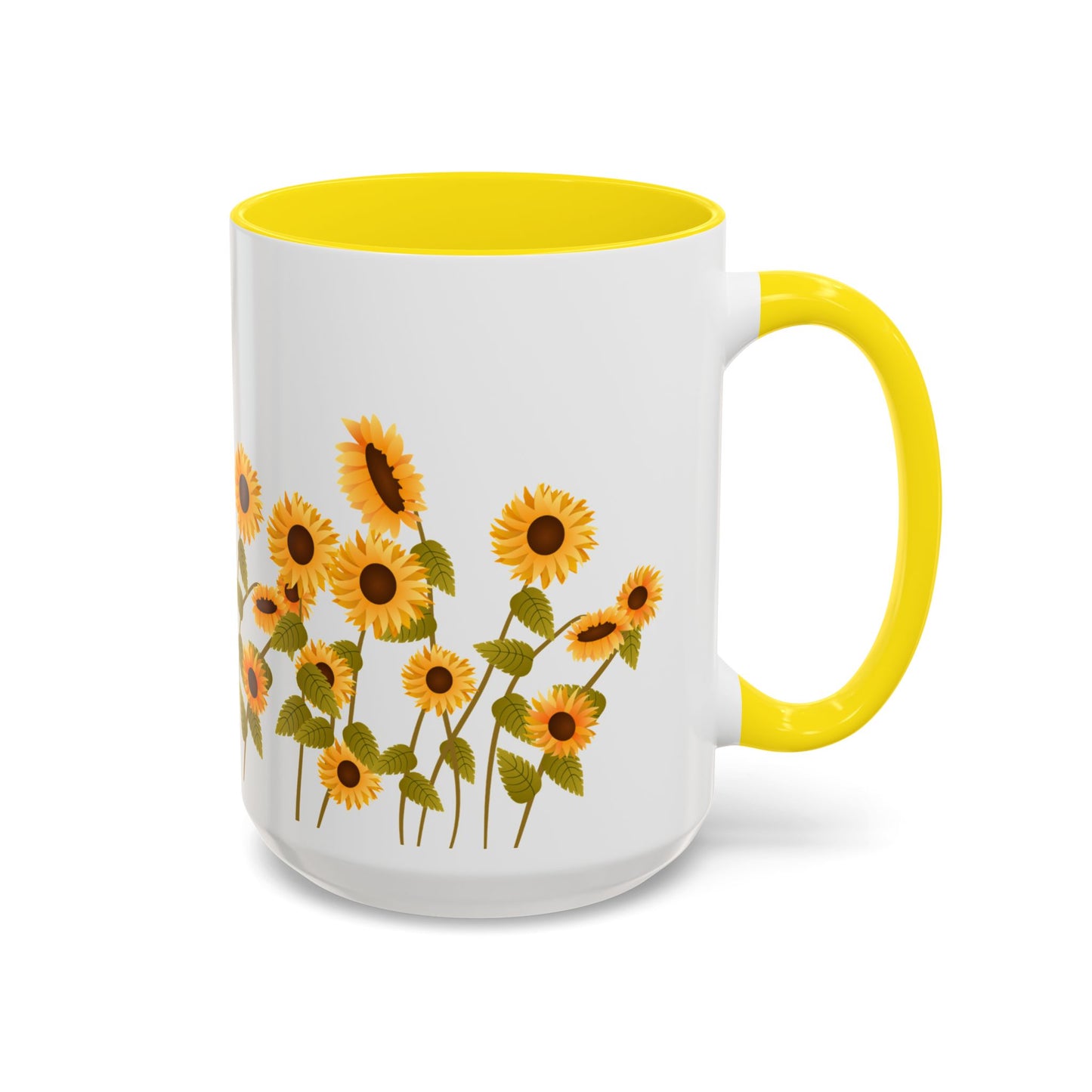 Sunflower Field Accent Tea Mug – Bright Floral 11/15oz Ceramic
