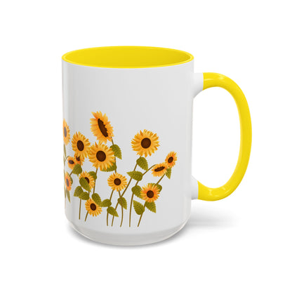 Sunflower Field Accent Tea Mug – Bright Floral 11/15oz Ceramic