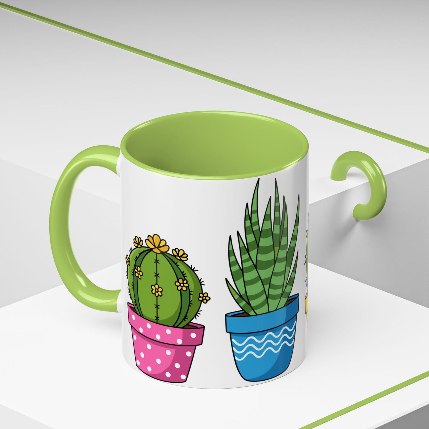 Cactus & Succulent Accent Coffee Mug — Cute Potted Plants 11/15oz
