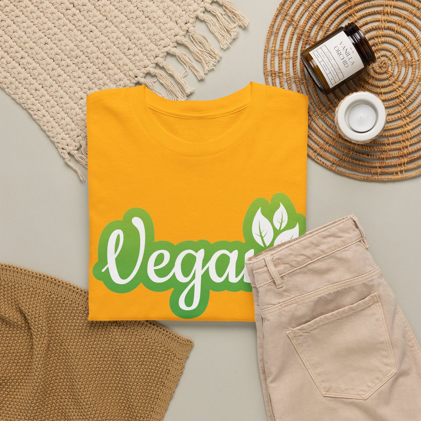 Vegan Script Tee — Green Leaf Eco-Friendly T-Shirt