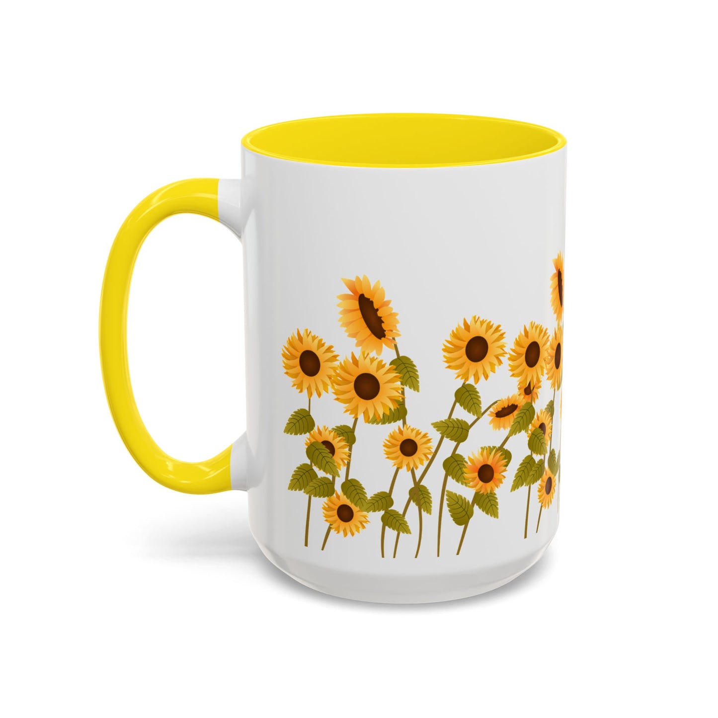 Sunflower Field Accent Tea Mug – Bright Floral 11/15oz Ceramic
