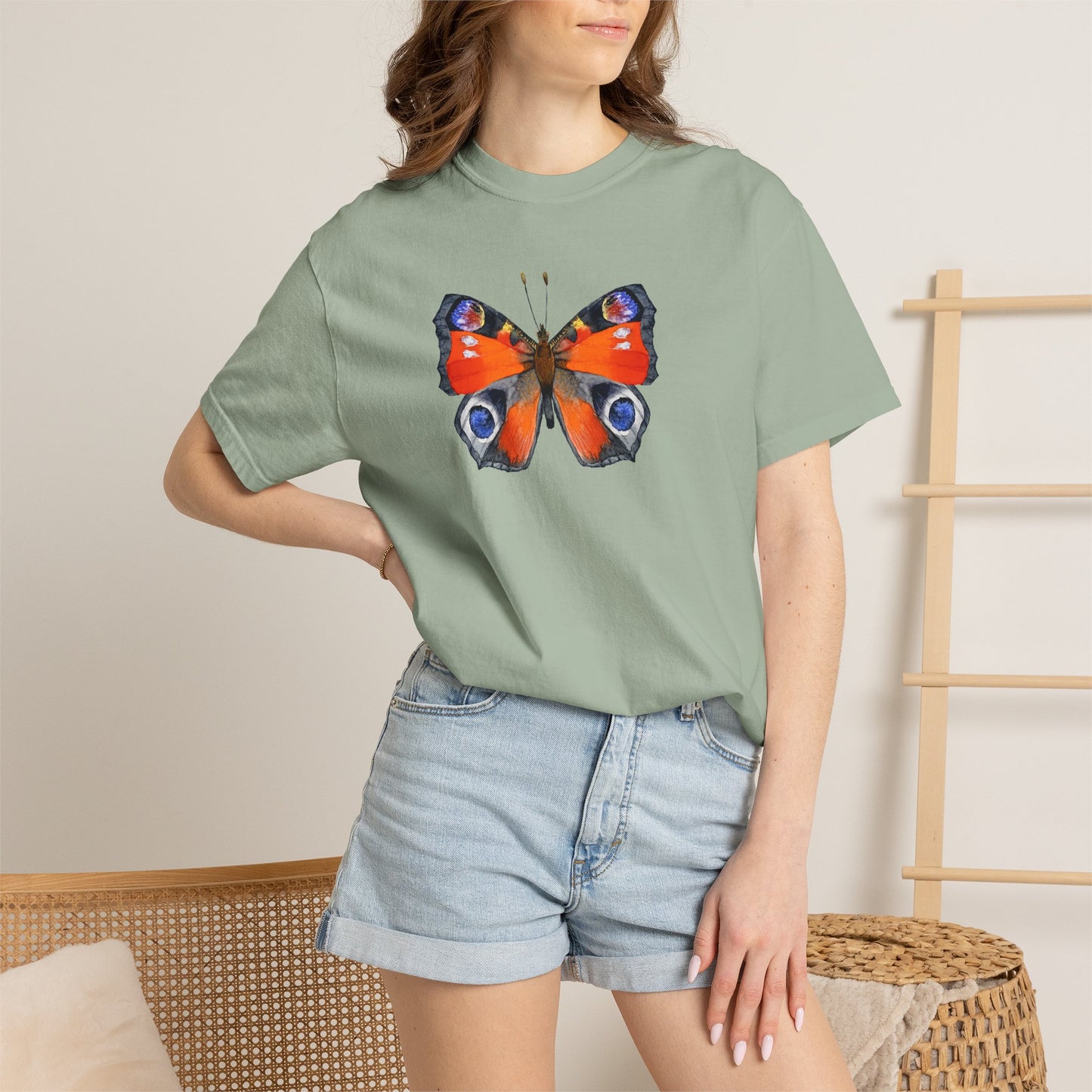 Butterfly Graphic T-Shirt — Peacock Eye Floral Tee