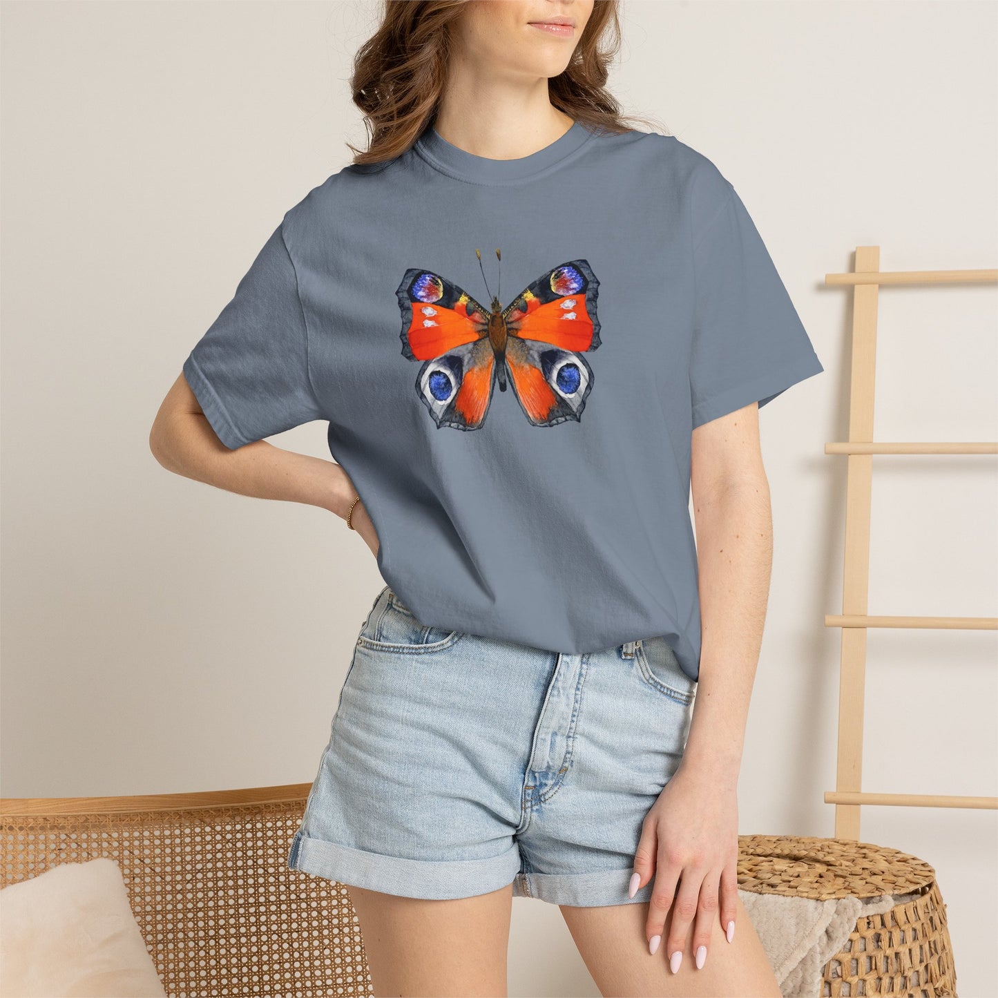 Butterfly Graphic T-Shirt — Peacock Eye Floral Tee