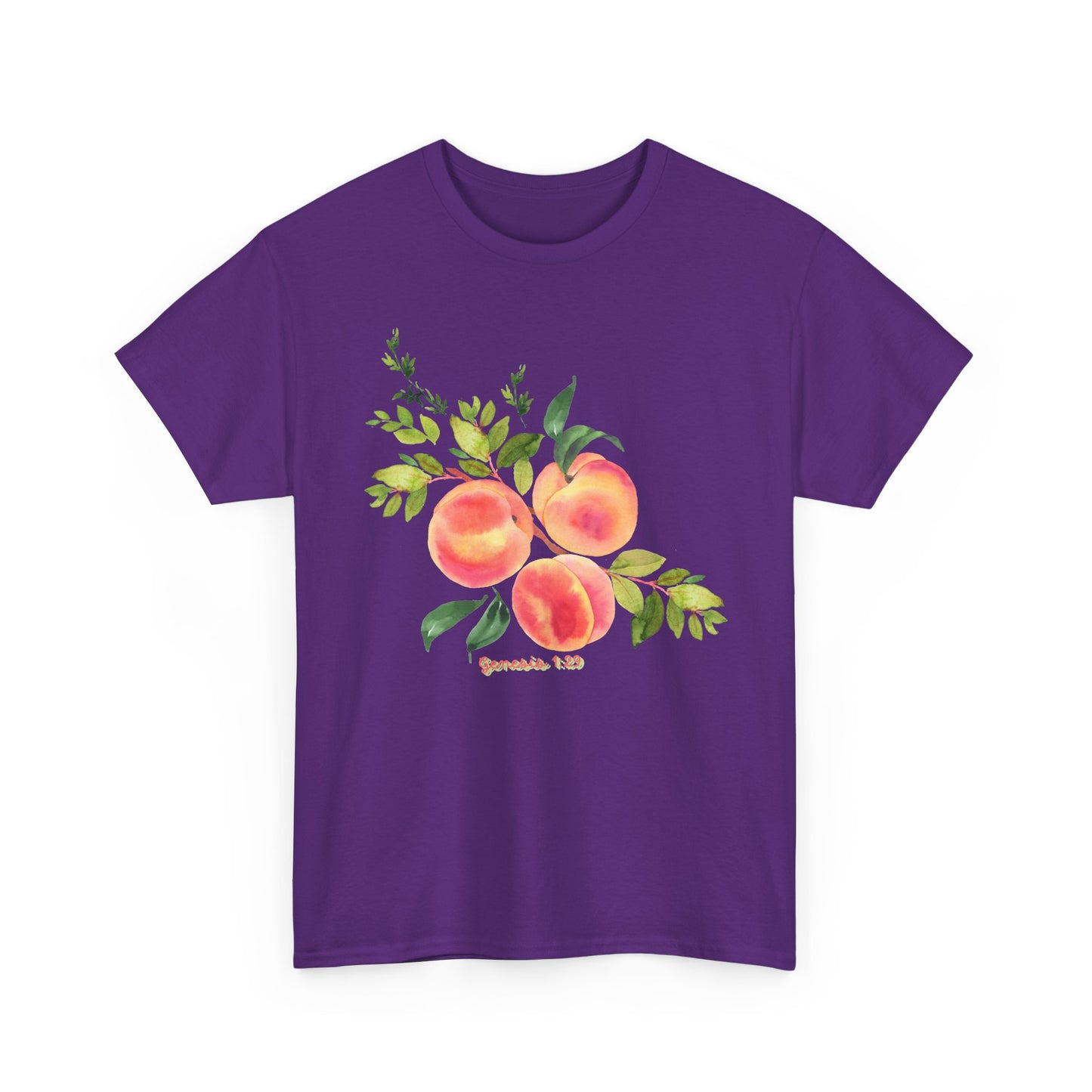 Peach Botanical Tee — Watercolor Fruit Graphic T‑Shirt