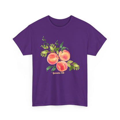 Peach Botanical Tee — Watercolor Fruit Graphic T‑Shirt