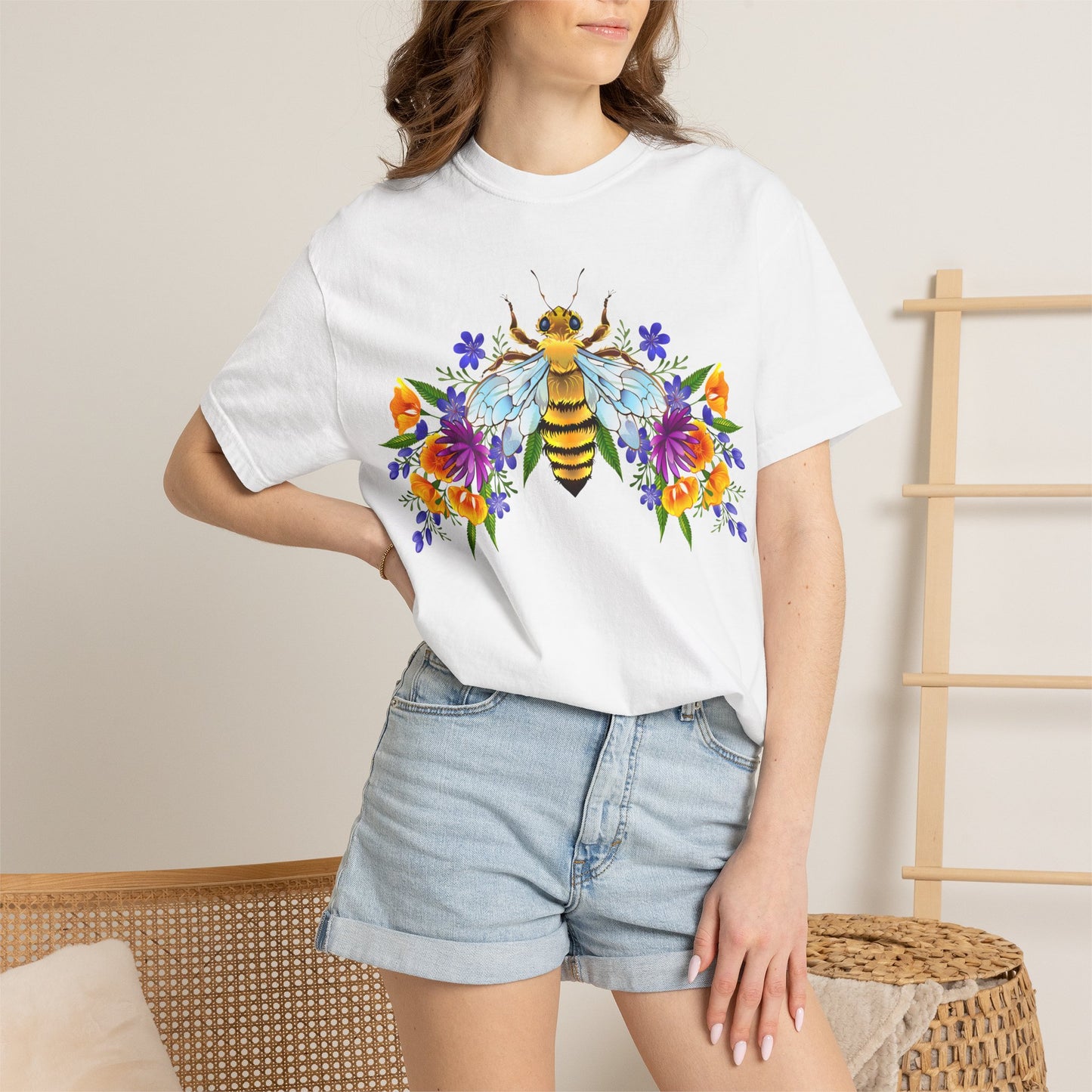 Bee & Wildflower T-Shirt — Floral Honeybee Graphic Tee
